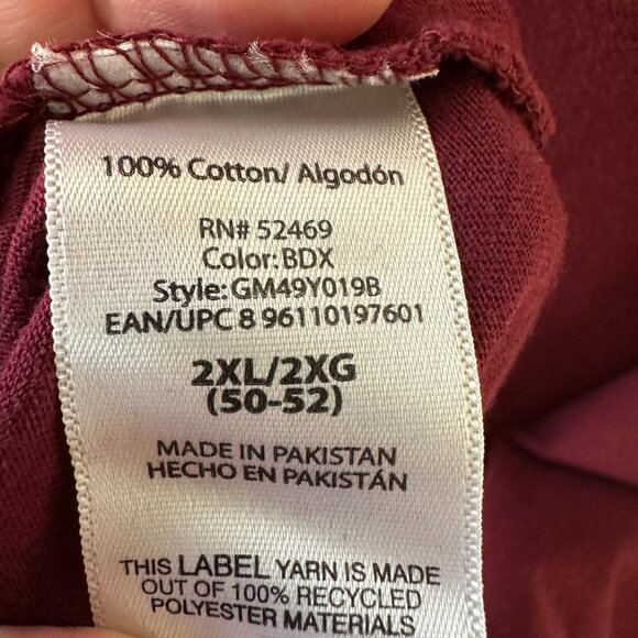 Red XXL George Long Sleeve Tee Shirt  100% Cotton - Picture 9 of 9